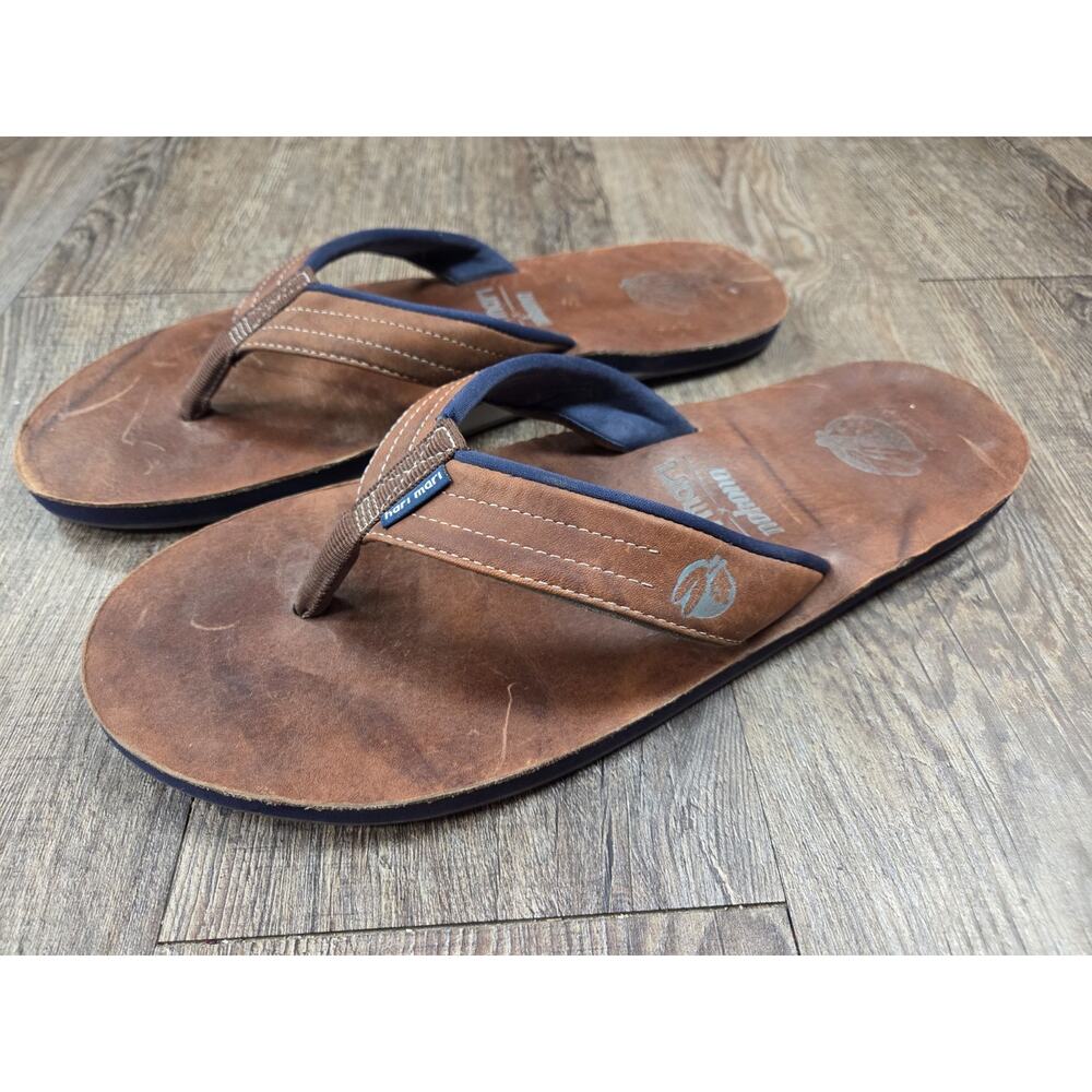 Nokona x Hari Mari Walnut Flip Flops Men's Shoes Leather Navy Blue Size 14